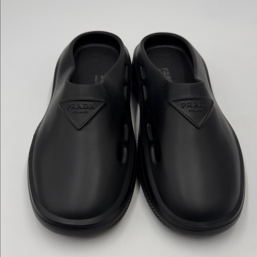 Prada Rubber Black Slip-On Clogs - Picture 2 of 7